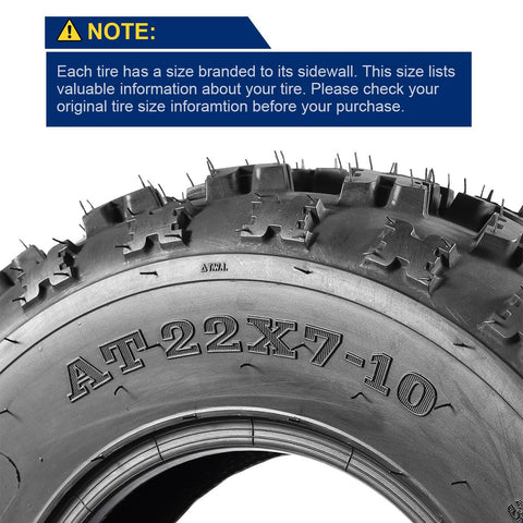 Image of Set of 2 MaxAuto ATV Tires 22x7-10 22x7x10 Front Tubeless Mud Sand Snow and Rock Tires UTV Knobby Sport Tires 22-7-10 6Ply