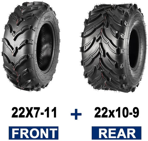 Image of Set of 4 MaxAuto ATV/UTV Tires 22x7-11 Front & 22x10-9 Rear /6PR Tubeless