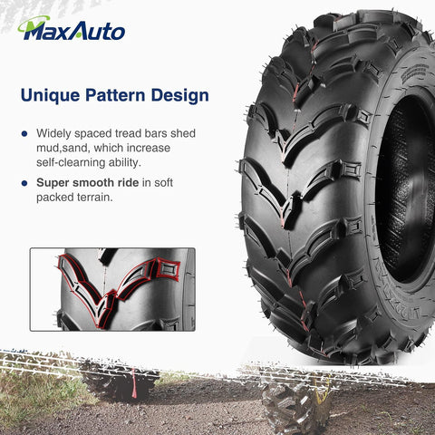 Image of Set of 4 MaxAuto ATV/UTV Tires 22x7-11 Front & 22x10-9 Rear /6PR Tubeless