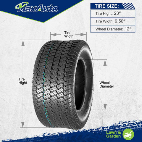 Image of MaxAuto 2 Pcs 23x9.50-12 Lawn & Garden Mower Golf Cart Turf Tires 4PLY 4PR P332