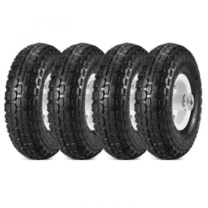 MaxAuto 4-Pack 4.10/3.50-4" Pneumatic (Air Filled) Hand Truck/All Purpose Utility Tires on Wheels, 2.17" Offset Hub, 5/8" Bearings
