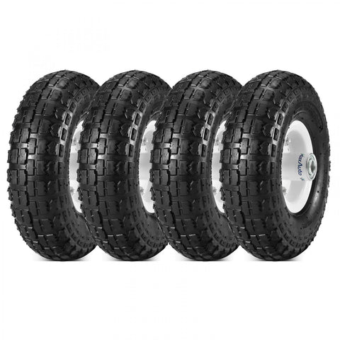 Image of MaxAuto 4-Pack 4.10/3.50-4" Pneumatic (Air Filled) Hand Truck/All Purpose Utility Tires on Wheels, 2.17" Offset Hub, 5/8" Bearings