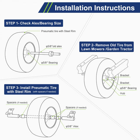Image of MaxAuto 4-Pack 4.10/3.50-4" Pneumatic (Air Filled) Hand Truck/All Purpose Utility Tires on Wheels, 2.17" Offset Hub, 5/8" Bearings