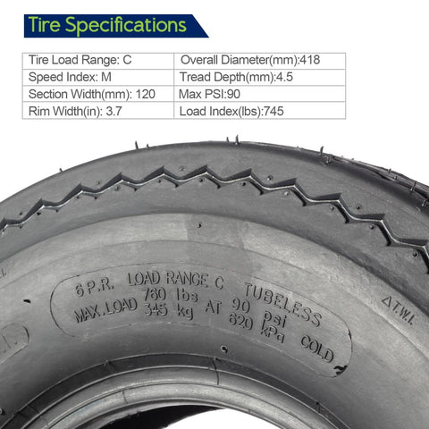 Image of MaxAuto Set of 2 4.80-8 Highway Boat Motorcycle Trailer Tires 4.80x8 6PR Load Range C