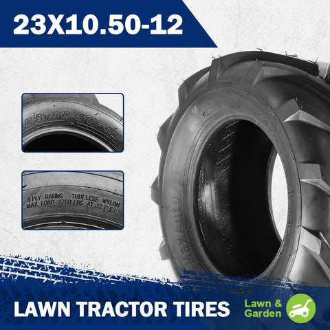 Image of MaxAuto 2PCS 23x10.50-12 AG Tires for Garden Tractor Lawn Riding 6ply Rated