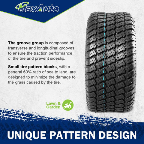 Image of MaxAuto 2 Pcs 16x6.50-8 Lawn Mower Tire for Garden Tractors Ridings, 4PR, Tubeless