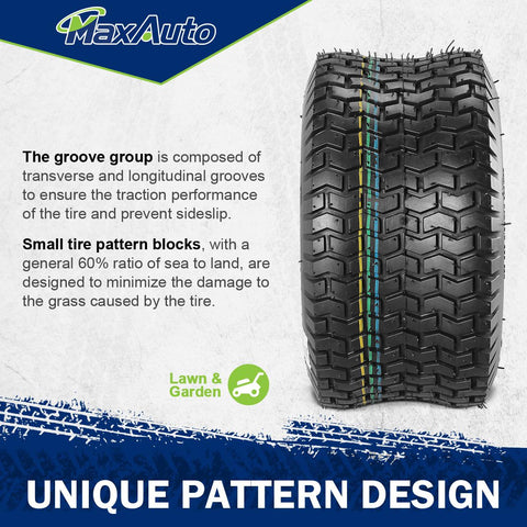 Image of MaxAuto 2 Pcs 13x6.50-6 Turf Tire Mower Lawn and Garden Tractor, 4PR