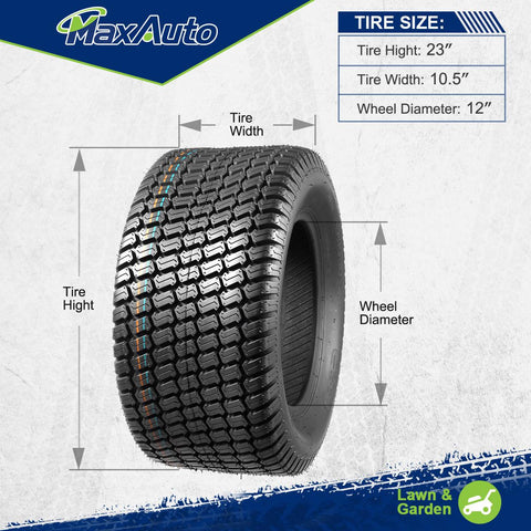 Image of MaxAuto 2PCS 23x10.50-12 Turf Tires Lawn Mower Golf Cart Garden Tire 4PR P332