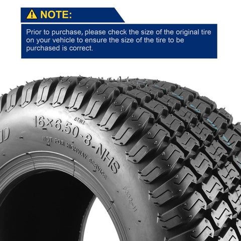 Image of Set of 4 Lawn Mower Turf Tires 16x6.5-8 Front & 23x10.5-12 Rear 4PR Tubeless