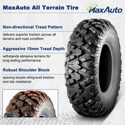 Image of MaxAuto 25x8-12 ATV UTV Mud Sand Tires, 6 PR, Tubeless, Pack 2