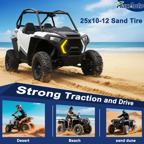 Image of MaxAuto Set of 2 AT25x10-12 ATV UTV Mud Sand Tires,6PR, Tubeless