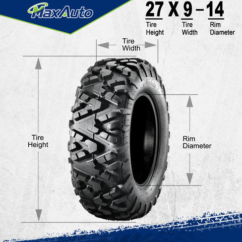 Image of MaxAuto AT27x9-14 ATV UTV Off-road Mud Sand Tires, Pack 2