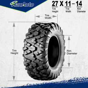 MaxAuto AT27x11-14 ATV UTV Offf-Road Mud Sand Tires, Pack 2