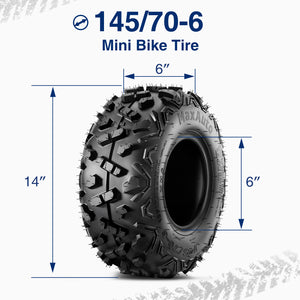 MaxAuto 145/70-6 Mini Bike Quad Go Kart Tires,Set of 2
