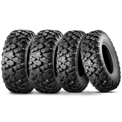 Image of MaxAuto Set of 4 AT25x8-12 & AT25x10-12 ATV UTV Mud Sand Tires, 6 PR, Tubeless