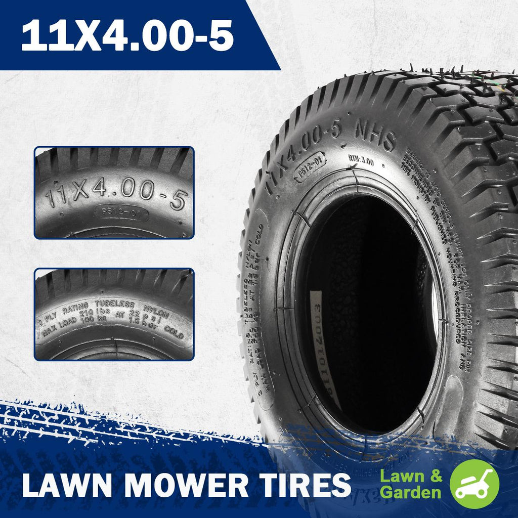 MaxAuto Set of 4 11x4.00-5 Front Lawn Mower Tires & 16X6.50-8 Rear Turf Tires, 4PR Tubeless