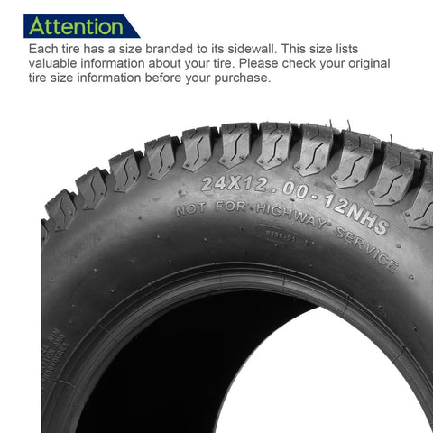 Image of MaxAuto Lawn Mower Turf Tires 13X6.50-6 Front & 24X12-12 Rear 4PR(2 Front tires+2 Rear Tires)