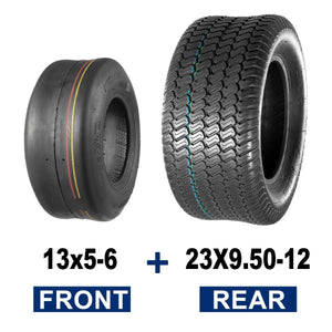 MaxAuto Lawn Mower Turf Tires 13x5-6 Front & 23X9.50-12 Rear 4PR(2 Front tires+2 Rear Tires)