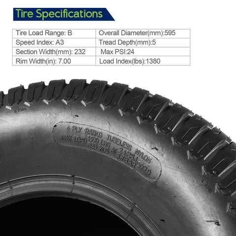 Image of MaxAuto Lawn Mower Turf Tires 13x5-6 Front & 23X9.50-12 Rear 4PR(2 Front tires+2 Rear Tires)