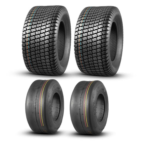 Image of Set of 4 13x5-6 Front & 23x10.5-12 Rear Lawn Mower Turf Tires,4PR,Tubeless