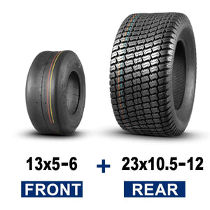 Set of 4 13x5-6 Front & 23x10.5-12 Rear Lawn Mower Turf Tires,4PR,Tubeless