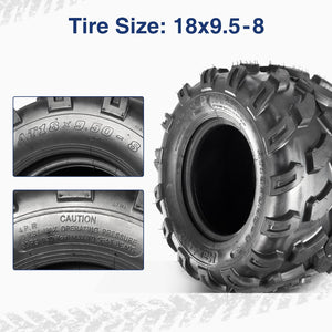 MaxAuto Full Set ATV Tires 145/70-6 Tires 145 70-6 Front 18x9.5-8 Rear 18x9.5x8 Mini Bike Go-Kart Knobby Tires Sport ATV UTV Tires, 4PR, Tubeless, Set of 4
