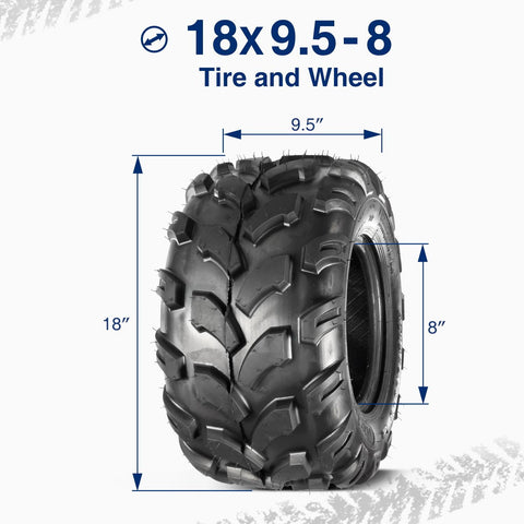 Image of MaxAuto Full Set ATV Tires 145/70-6 Tires 145 70-6 Front 18x9.5-8 Rear 18x9.5x8 Mini Bike Go-Kart Knobby Tires Sport ATV UTV Tires, 4PR, Tubeless, Set of 4