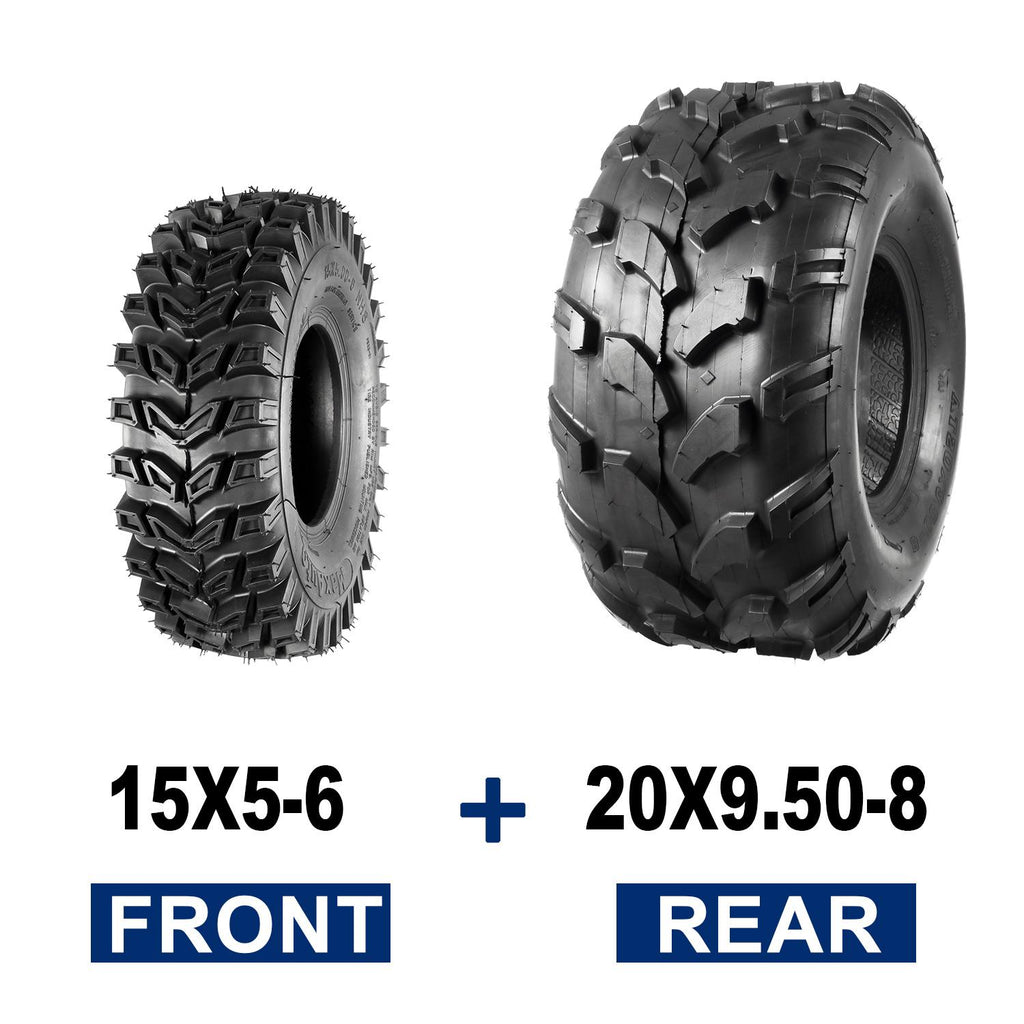 MaxAuto Set of 4 15X5-6 Front Tires & 20X9.50-8 Rear Lawn Mower Turf ATV Tires