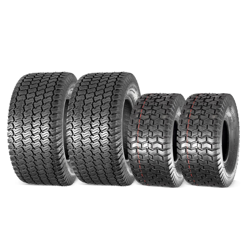 MaxAuto Set of 4 15X6.00-6 Front Tires & 20X8-10 Rear Lawn Mower Turf Tires