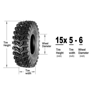 MaxAuto ATV Tires 15x5.00-6 15x5x6 Snow Hog Lawn and Garden Tires Snow Blower Thrower Tire 2PR, Set of 2