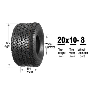 MaxAuto Lawn Mower Tires 15x6-6 20x10-8 4PLY P332+P512(2 Front Tires+2 Rear Tires)