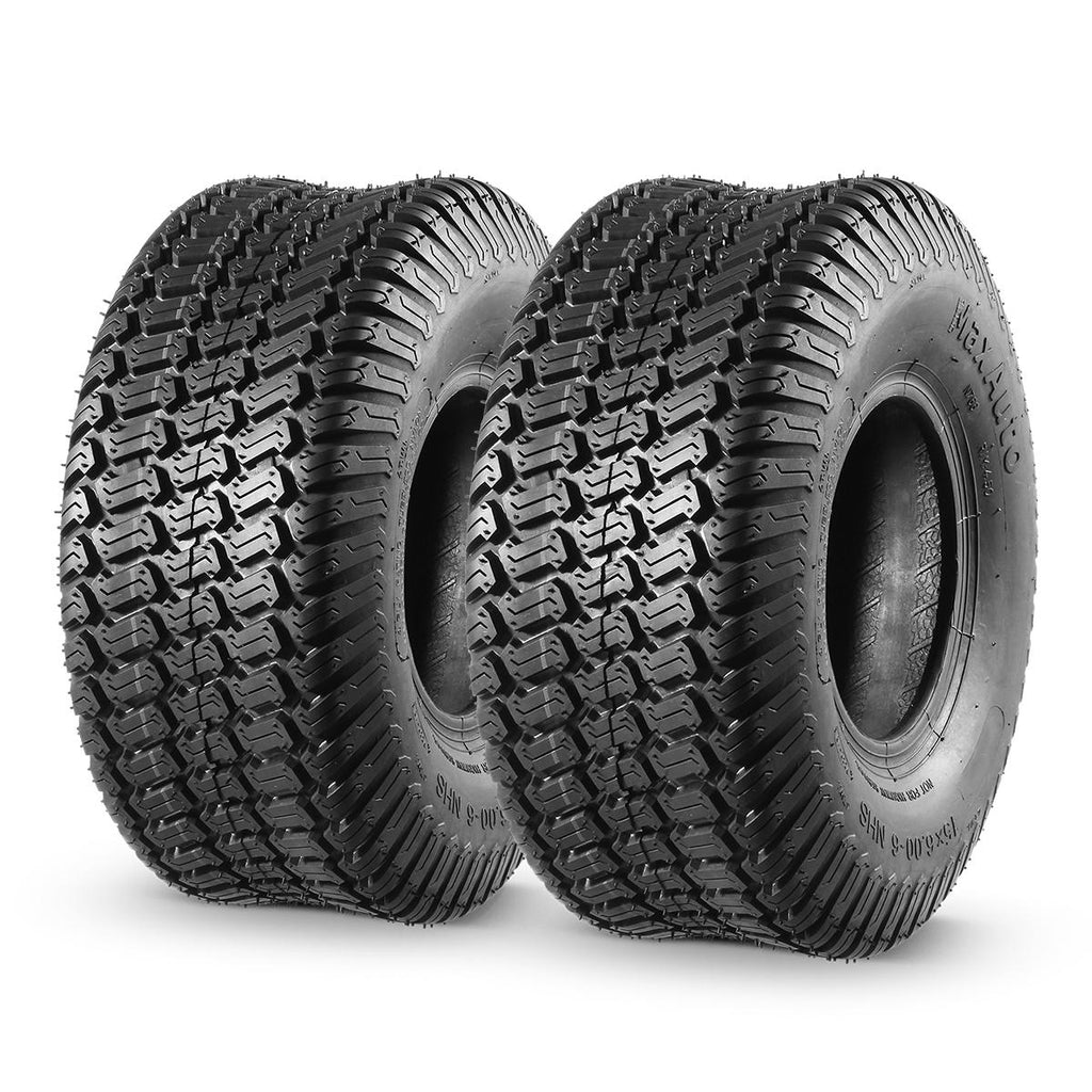 MaxAuto 2 Pcs 15x6.00-6 Front Lawn Mower Tire for Garden Tractor Riding Mover, 4PR