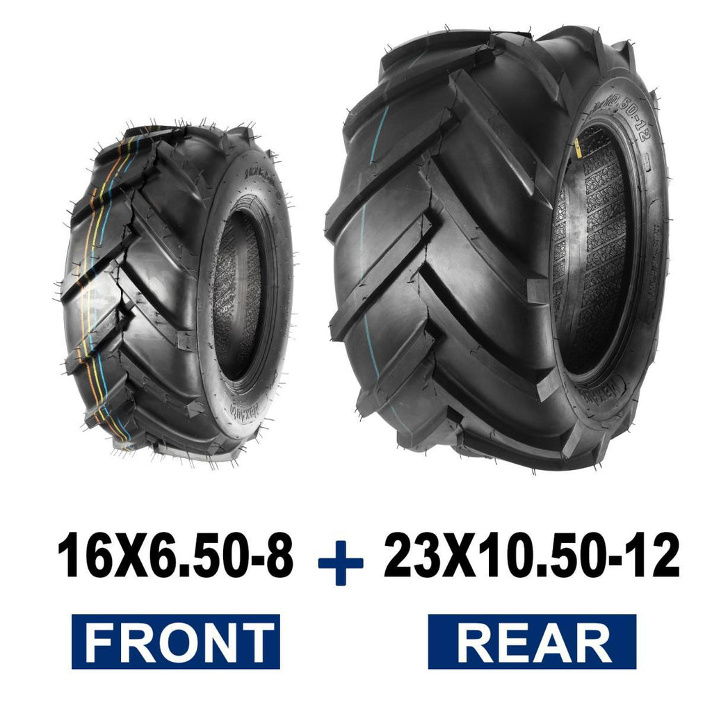 MaxAuto Lawn Mower Tires 16X6.50-8 Front & 23X10.50-12 Rear(2 Front tires+2 Rear Tires)
