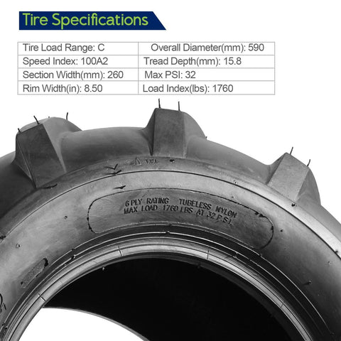 Image of MaxAuto Lawn Mower Tires 16X6.50-8 Front & 23X10.50-12 Rear(2 Front tires+2 Rear Tires)