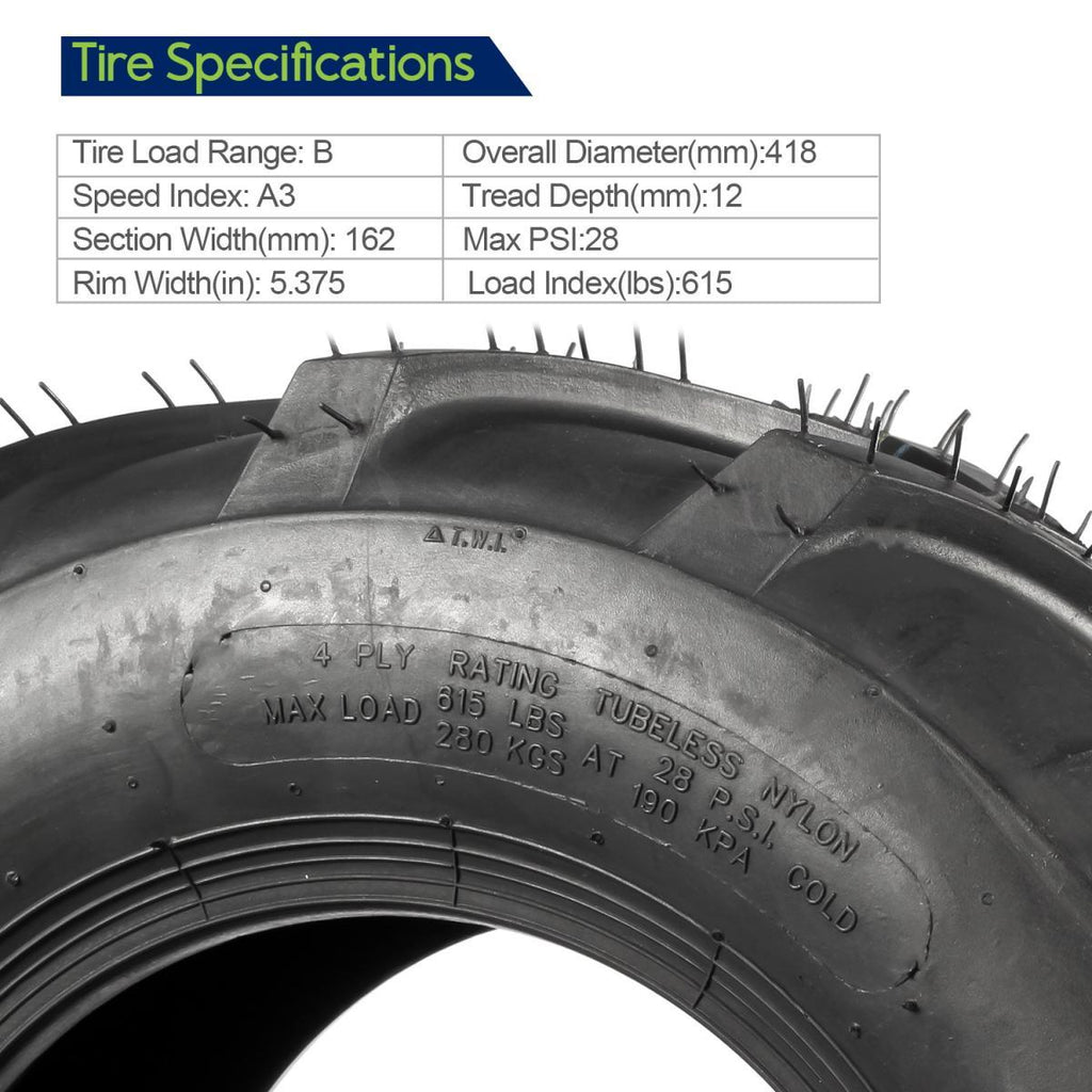 MaxAuto Lawn Mower Tires 16X6.50-8 Front & 23X10.50-12 Rear(2 Front tires+2 Rear Tires)