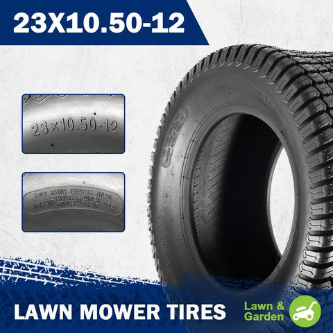 Image of MaxAuto Set of 4 Lawn Mower Turf Tires 16X7.50-8 Front & 23x10.5-12 Rear, 4PR Tubeless