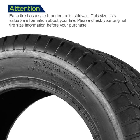 Image of MaxAuto 16x6.5-8 & 22x9.5-12 Lawn Mower Tires 4PR(2 Front tires+2 Rear Tires)