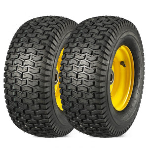 MaxAuto 2Pcs 16x6.50-8 Tire and Rim for Lawn Riding Mowers,3" Offset Hub with 1" Axle Bore,Yellow Rim