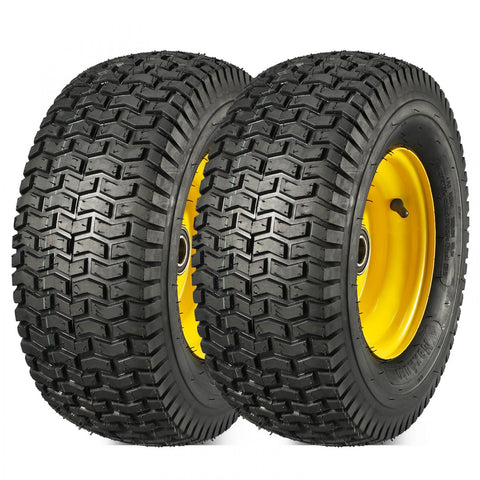 Image of MaxAuto 2Pcs 16x6.50-8 Tire and Rim for Lawn Riding Mowers,3" Offset Hub with 1" Axle Bore,Yellow Rim