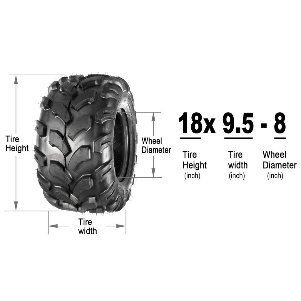 MaxAuto 2PCS Sport ATV Tires 18x9.5-8 18x9.50x8 Lawn Mower Off-Road ATV UTV Tire 4PR Turf Tires Mud Sand Trial Tires P311