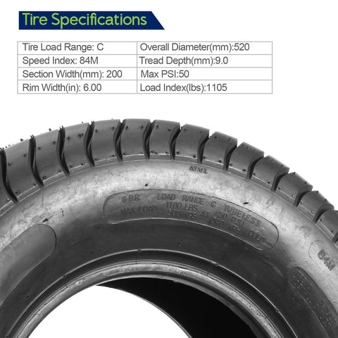 Image of MaxAuto Set of 2 Bias Trailer Tire 205/65-10 20.5x8.00-10 LRC 6PR