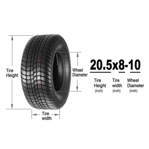 Set of 4 MaxAuto Trailer Tires 205/65-10 20.5x8.00-10 20.5/8-10 LRC 6PR Bias