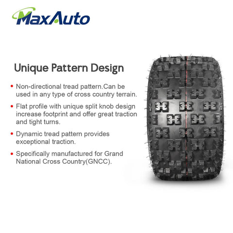 Image of Set of 2 MaxAuto 20x10-9 ATV Tires 20x10x9 Rear Quad Sport Tires All Terrain UTV Tires 20x10.00-9 Tubeless 6PR Mud Sand Snow Tires