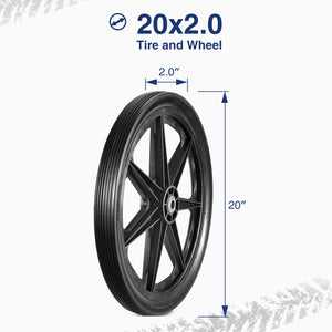 MaxAuto 20x2.0 Rim Flat Free Cart Tire Assembly for the Rubbermaid Garden Yard Cart, 2 Pack