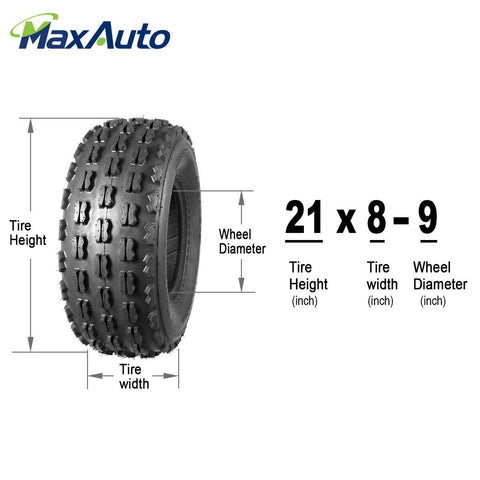 Image of Set of 2 MaxAuto Sport ATV Tires 21X8-9 21x8x9 GNCC 21X8.00-9 Front ATV UTV Race Desert Tires,4 Ply Rating Tubeless