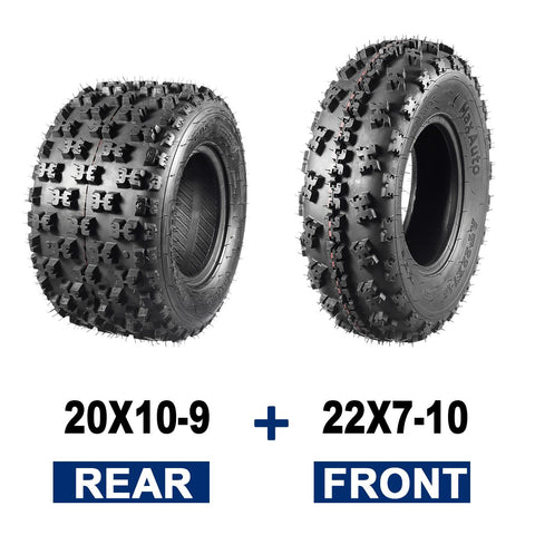 Image of MaxAuto Set of 4 Sport ATV Tires 22X7-10 20x10-9 Quad Tires all Terrain UTV Tires 6PR Tubeless 22X7x10 Front & 20x10x9 Rear Mud Tires