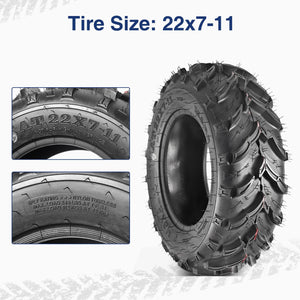 MaxAuto Set of 2 front ATV Mud Tires 22x7-11 22X7X11 6PR Replacement for Honda Recon 250 Suzuki Ozark 250