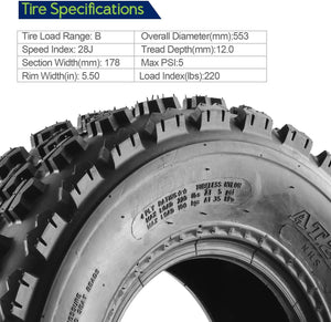 Set of 4 Sport ATV Tires 22x7-10 Front & 20x10-9 Rear UTV Tires 4PR 22x7x10 ATV Quad Tires - 10077/10081