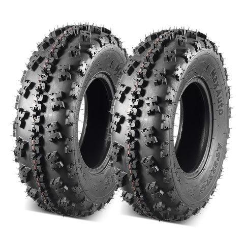 Image of Set of 2 MaxAuto ATV Tires 22x7-10 22x7x10 Front Tubeless Mud Sand Snow and Rock Tires UTV Knobby Sport Tires 22-7-10 6Ply
