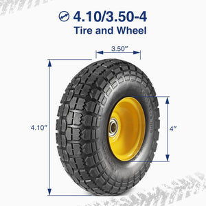 MaxAuto 4-Pack 10 Inch Solid Rubber Tyre Wheels Garden Wagon Cart Trolley Tires 4.10/3.50-4